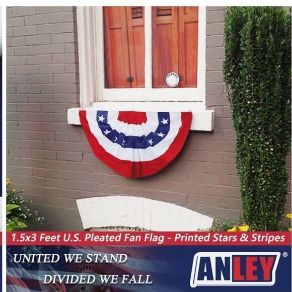 New 1.5' x 3' USA Pleated Half Fan Flag Bunting Patriotic Stars & Stripes Banner - Picture 5 of 9